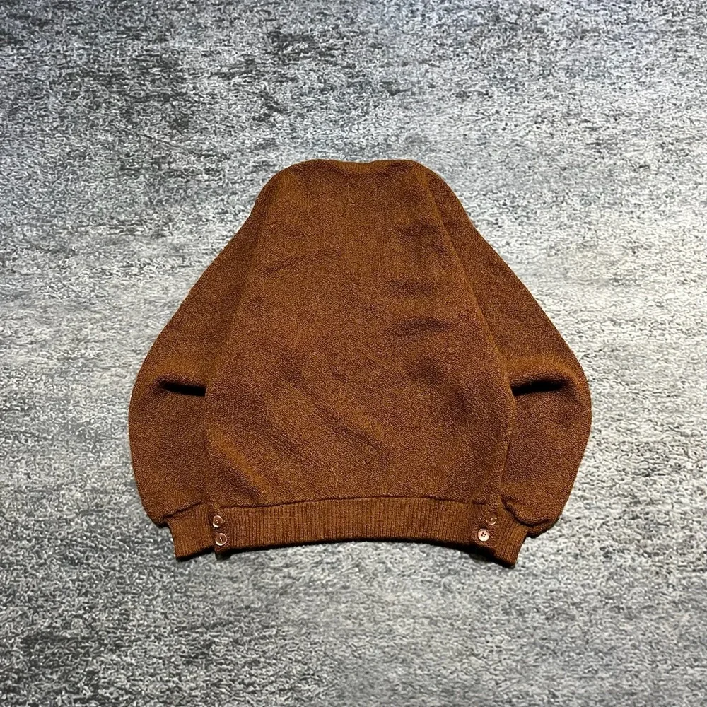 Vintage 70s 80s Mohair Wool Cardigan Sweater‎ Large Burnt Orange Grandpa Casual